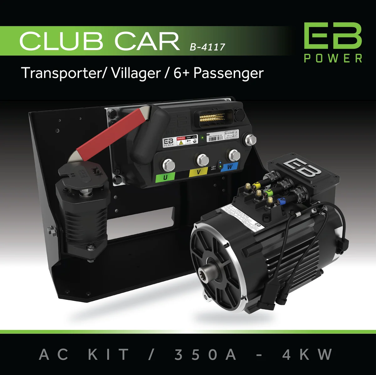 eb power ac kit / 350a + 4kw (great torque) / club car transporter/villager / 6 passenger EB Power AC Kit / 350A + 4kW (GREAT TORQUE) / Club Car Transporter/Villager / 6 Passenger