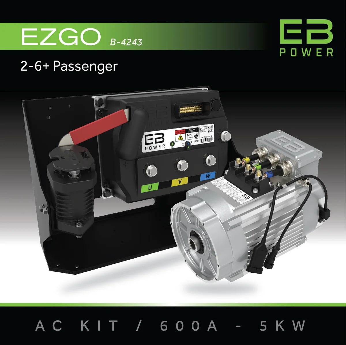 EB Power AC Kit / 600A + 5kW (MOST TORQUE) / EZGO / 2-6 Passenger