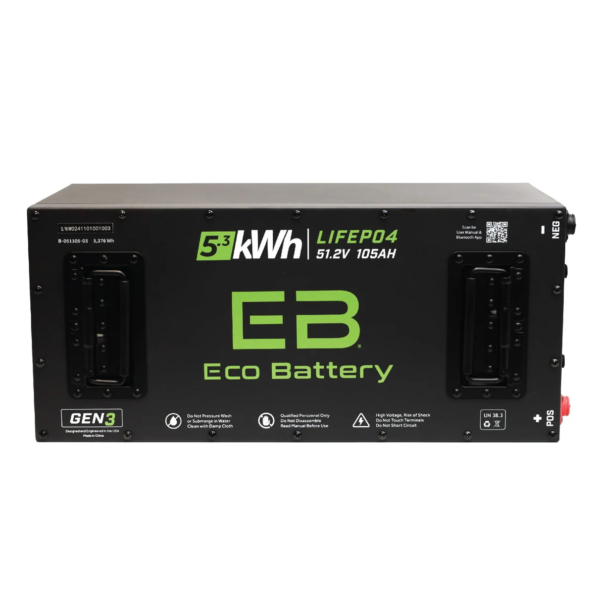 Eco Battery (48V) 51V 105AH Skinny Battery Bundle / Club Car DS / H-Frame