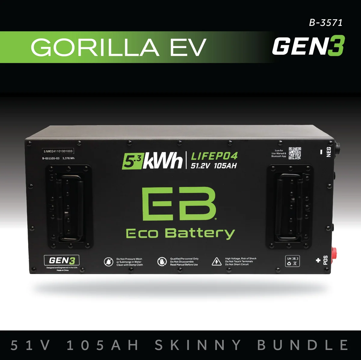 Eco Battery (48V) 51V 105Ah Skinny Battery Bundle / Gorilla