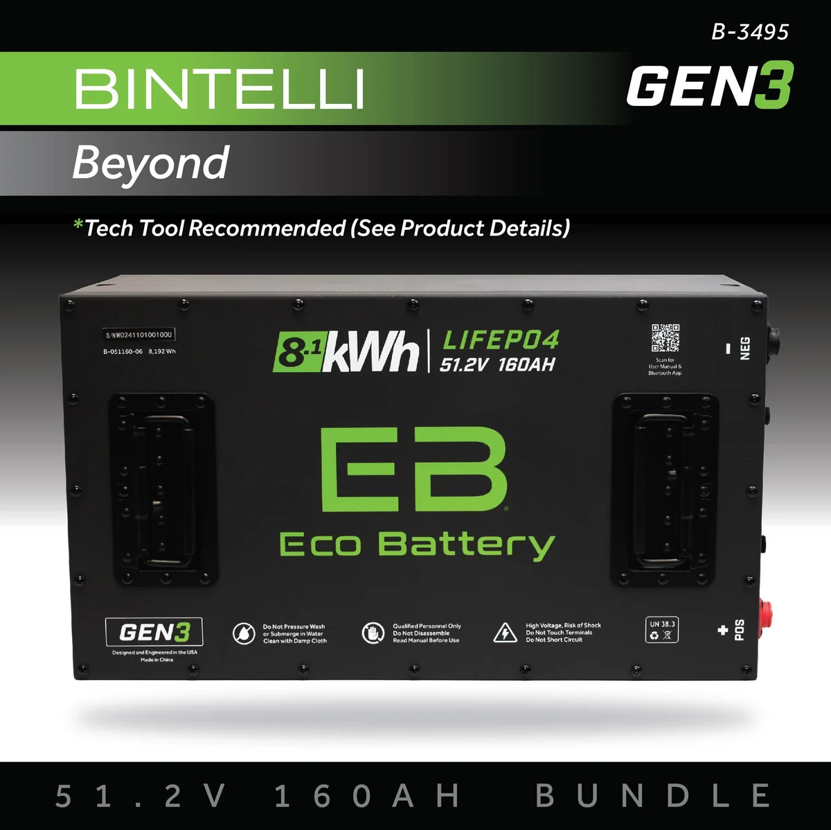 eco battery (48v) 51v 160ah battery bundle / bintelli beyond Eco Battery (48V) 51V 160AH Battery Bundle / Bintelli Beyond