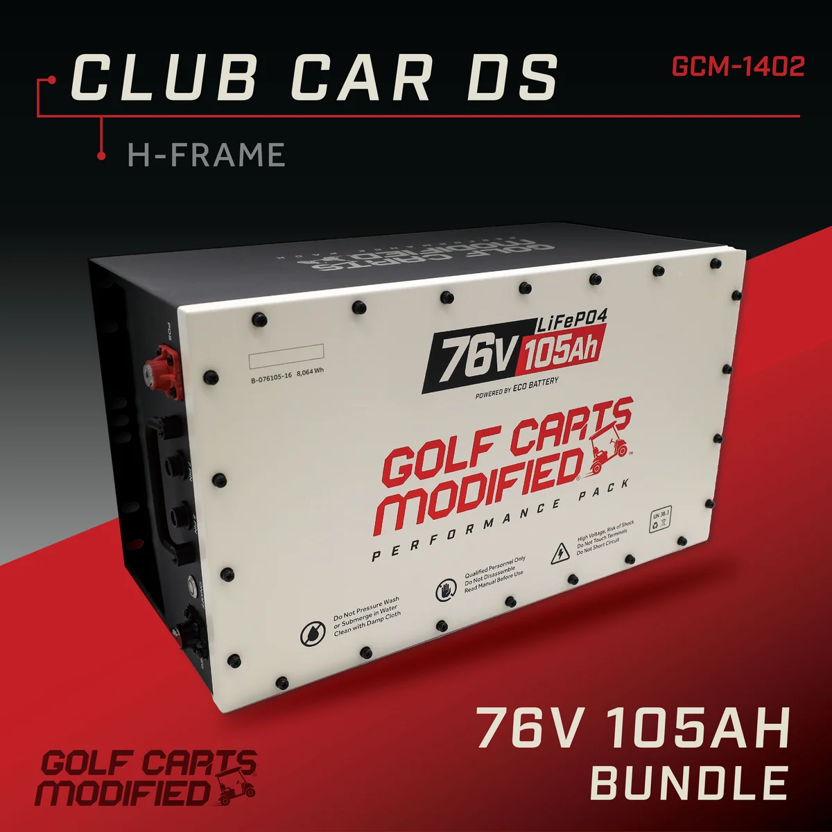 GCModified 76V 105AH Battery Bundle / Club Car DS / H-Frame