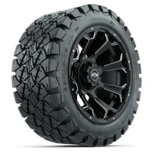 GTW Matte Black Raven 14 in Wheels with 22x10-14 Timberwolf All-Terrain Tires - Set of 4
