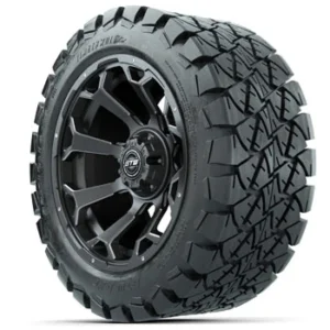 GTW Matte Gray Raven 14 in Wheels with 22x10-14 Timberwolf All-Terrain Tires - Set of 4