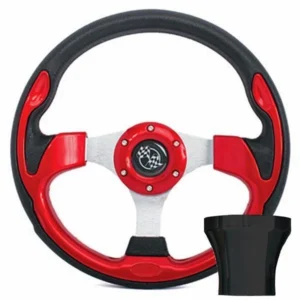 GTW Steering Wheel Kit, Red/Rally 12.5 W/Black Adapter, EZGO