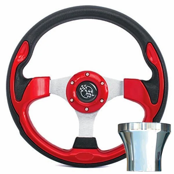 gtw steering wheel kit, red/rally 12.5 w/chrome adapter, club car precedent GTW Steering Wheel Kit, Red/Rally 12.5 W/Chrome Adapter, Club Car Precedent