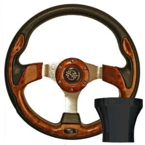 GTW Steering Wheel Kit, Woodgrain/Rally 12.5 W/Black Adapter, Club Car