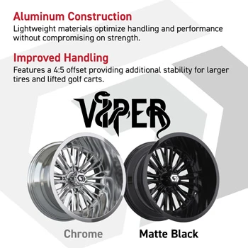 GTW® Viper 14x9 Gloss Black Ultra-Wide Golf Cart Wheel