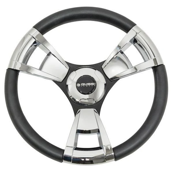 gussi model 13 soft touch steering wheel (chrome)(ez go hub) Gussi Model 13 Soft Touch Steering Wheel (Chrome)(EZ-GO HUB)