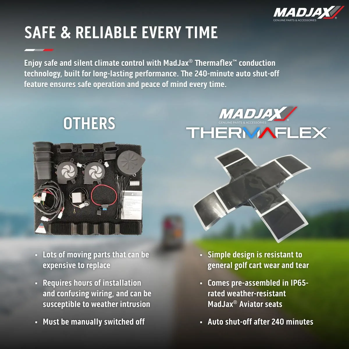 madjax aviator ezgo txt/rxv & madjax xseries graphite front seat cushions with thermaflex MadJax Aviator EZGO TXT/RXV & MadJax XSeries Graphite Front Seat Cushions with Thermaflex