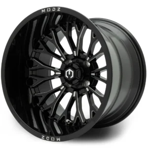 MODZ® Convict 15x10 Glossy Black with Ball Mill Golf Cart Wheel