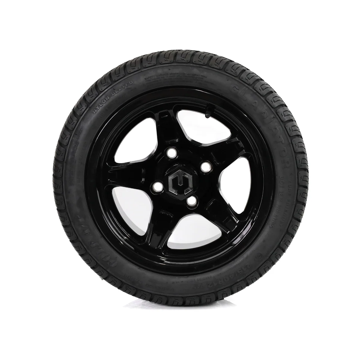 modz drift 12x7 glossy black & gladiator golf a/p tire package MODZ Drift 12x7 Glossy Black & Gladiator Golf A/P Tire Package