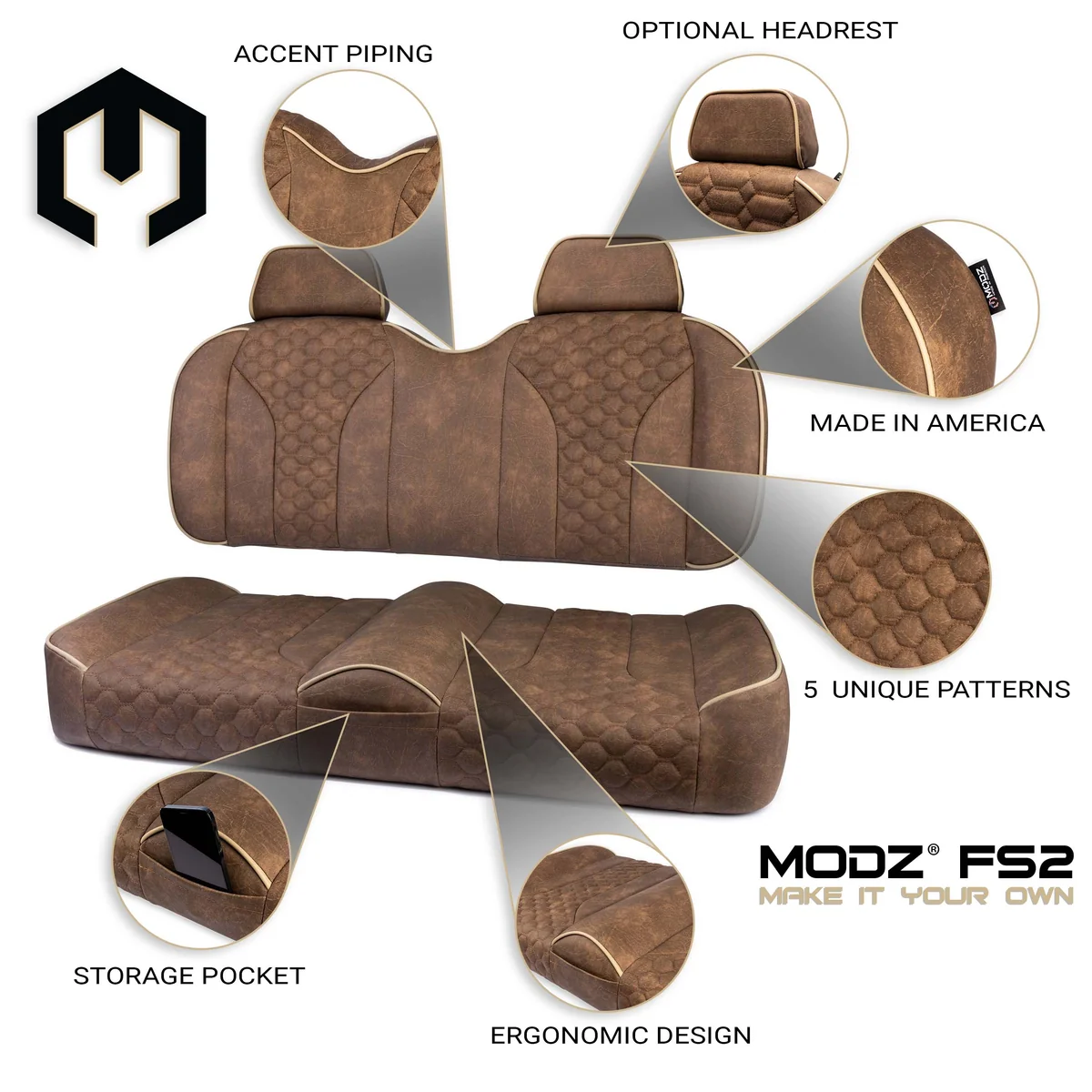 modz fs2 custom front seat brown base MODZ FS2 Custom Front Seat - Brown Base