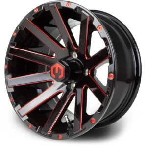 MODZ® Mauler 14x7 Red & Black Golf Cart Wheel