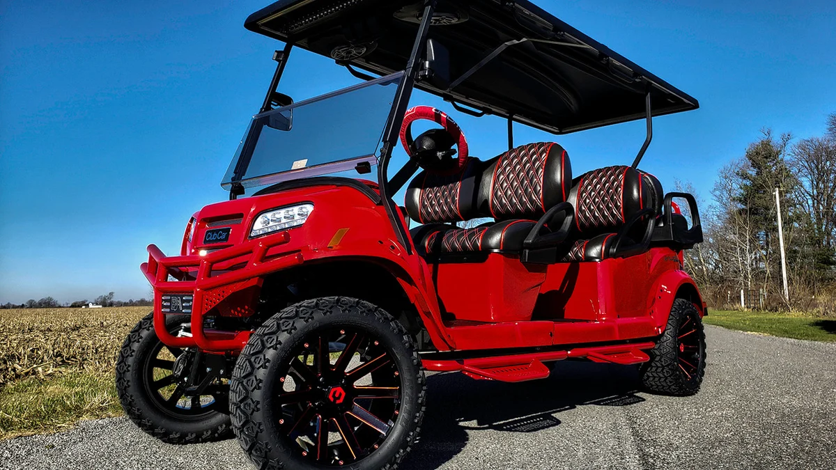 modz® mauler 14x7 red & black golf cart wheel MODZ® Mauler 14x7 Red & Black Golf Cart Wheel