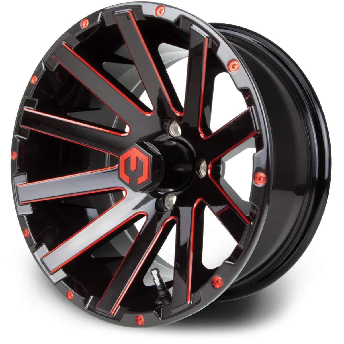 modz® mauler 14x7 red & black golf cart wheel MODZ® Mauler 14x7 Red & Black Golf Cart Wheel