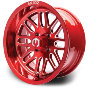 MODZ® Mayhem 14x7 Brushed Red with Ball Mill Golf Cart Wheel