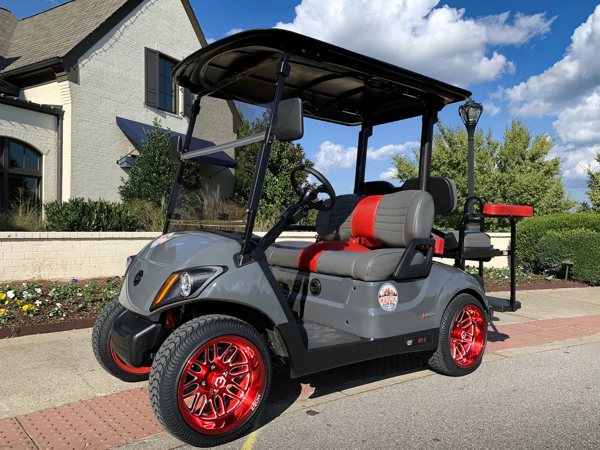 MODZ® Mayhem 14x7 Brushed Red with Ball Mill Golf Cart Wheel