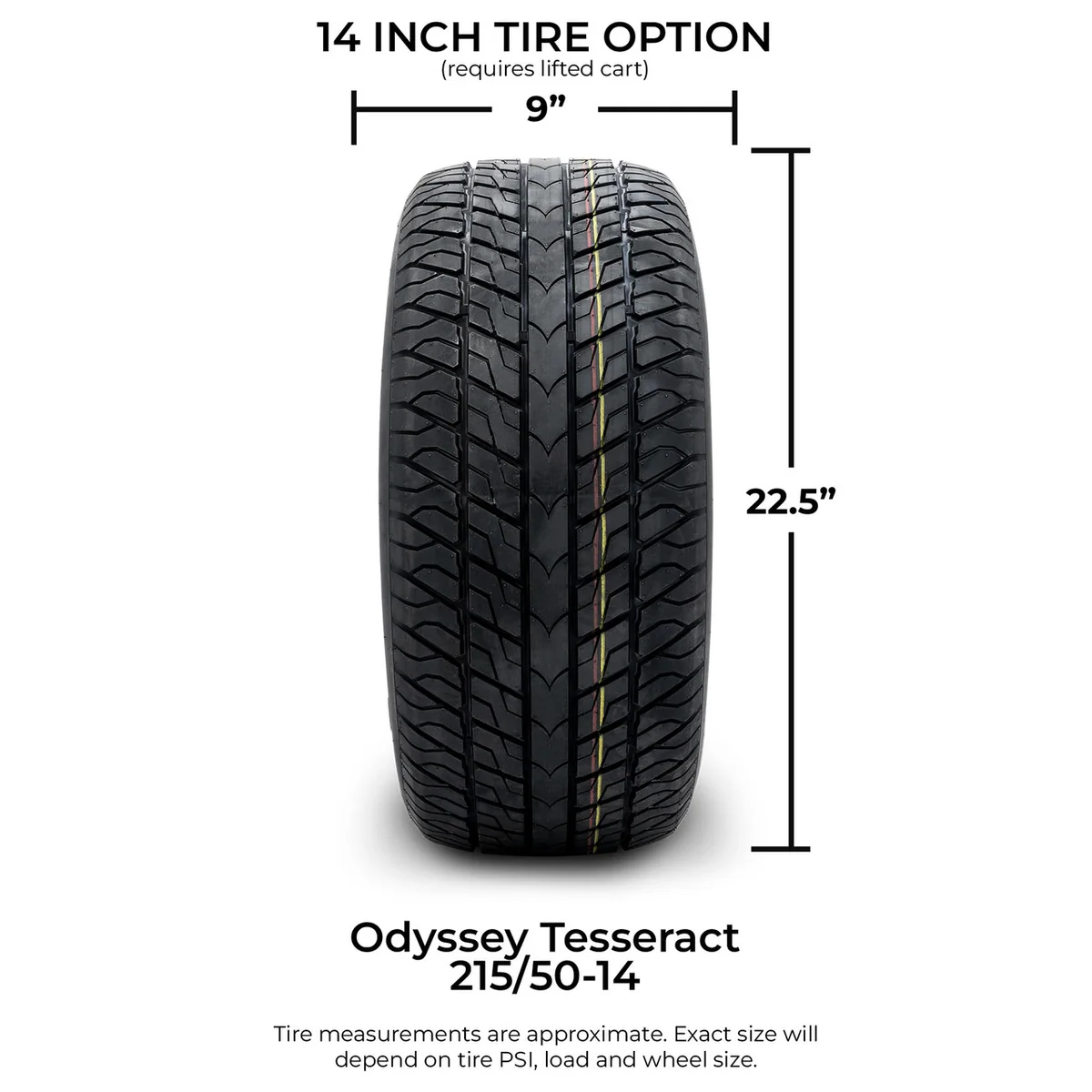 Odyssey Tesseract Steel Belted Street Golf Cart Tire 215/50-14