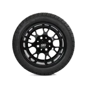 SS Wheels Alpha 12x7 Gloss Black & Gladiator Golf A/P Tire Package