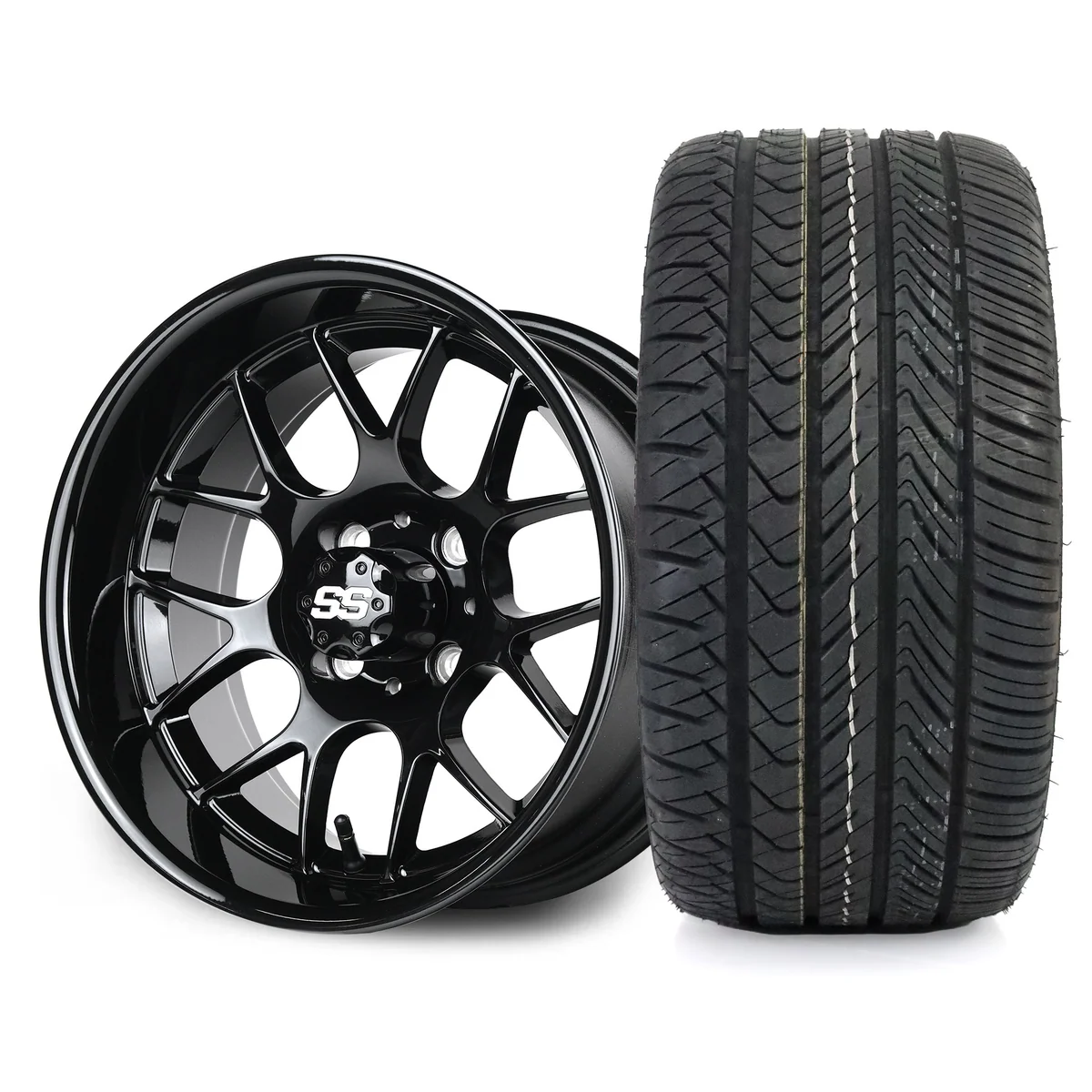 SS Wheels Alpha 12x7 Gloss Black & X Comp H/T Tire Package