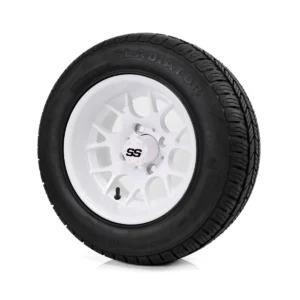SS Wheels Alpha 12x7 Gloss White & Gladiator Golf A/P Tire Package